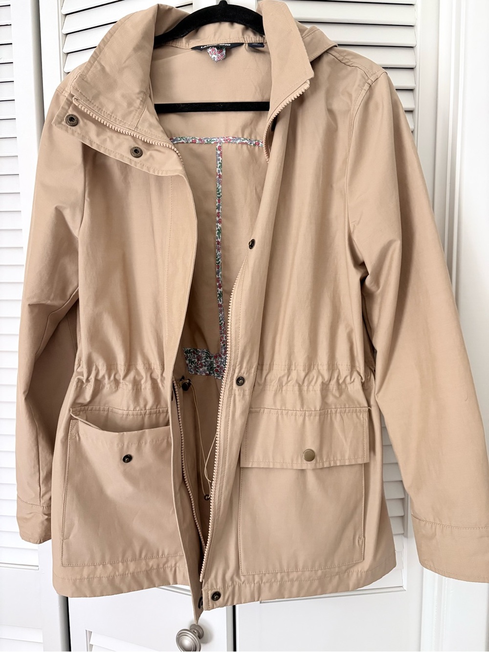 Lands' End Beige Utility Anorak Jacket with Hood